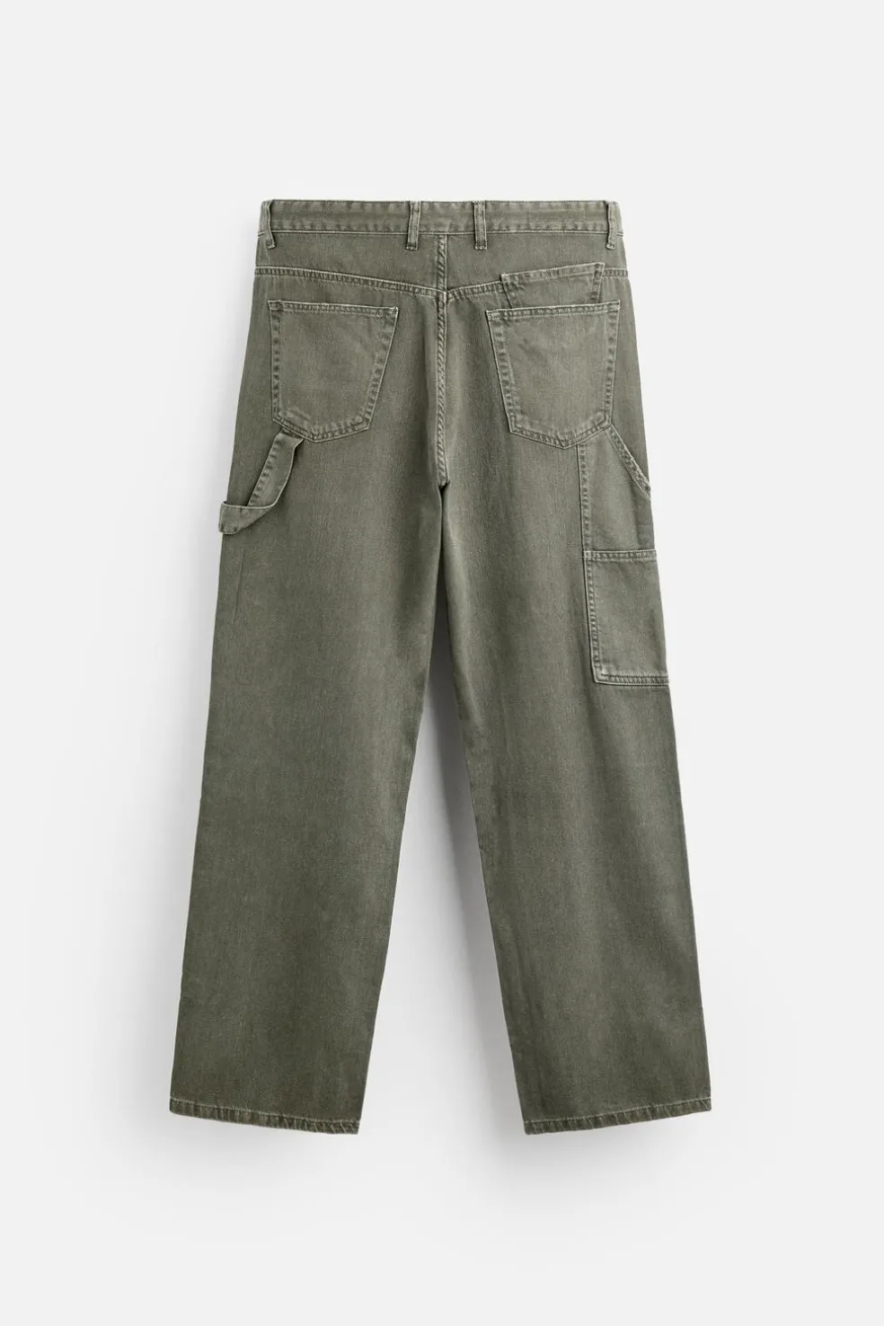 ZARA Calças^CALÇAS C/BOLSO DE CARPINTEIRO Azul / Verde