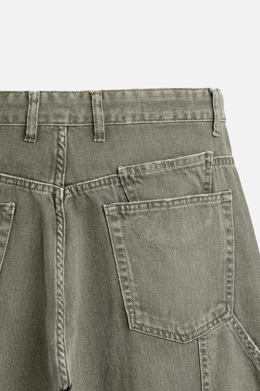 ZARA Calças^CALÇAS C/BOLSO DE CARPINTEIRO Azul / Verde