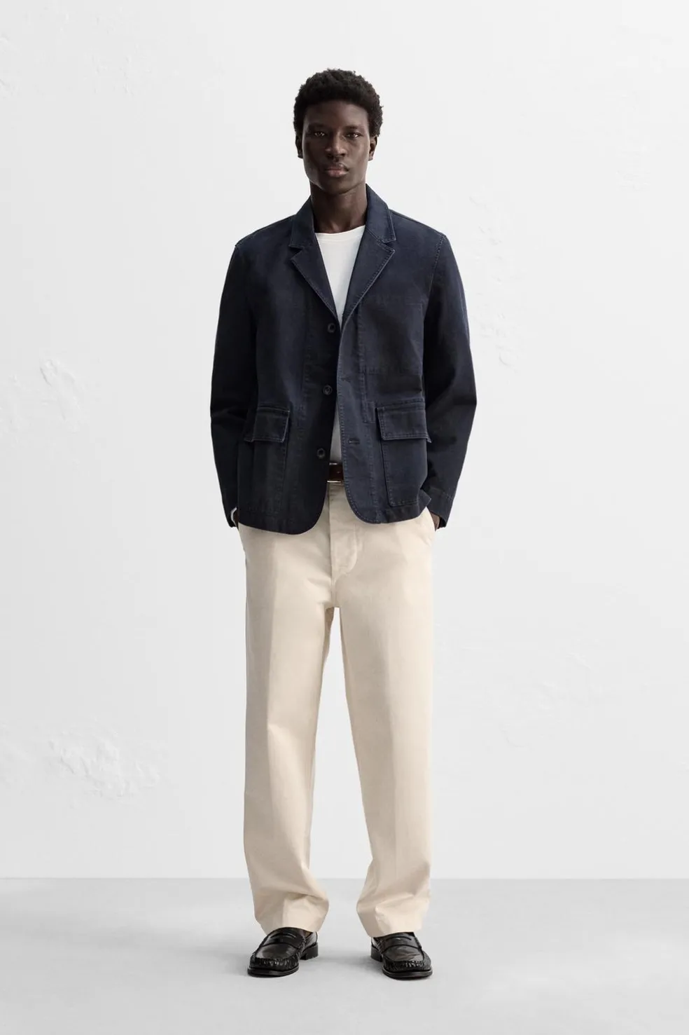 ZARA Calças^CALÇAS CHINO ESTRUTURA Cru