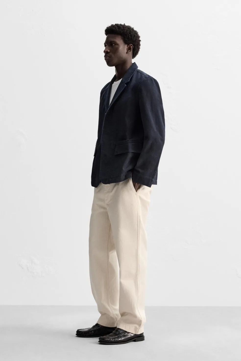 ZARA Calças^CALÇAS CHINO ESTRUTURA Cru