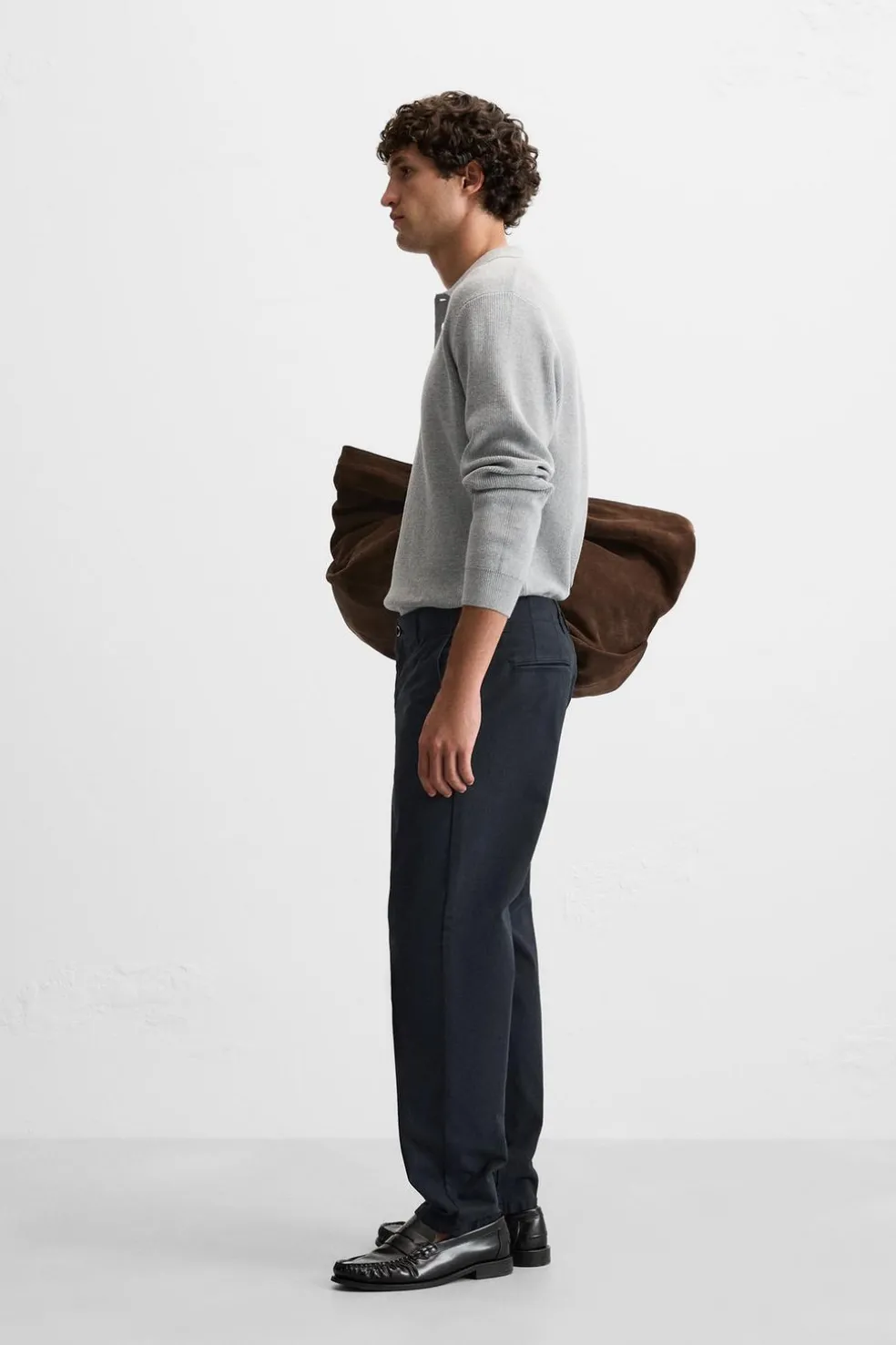 ZARA Calças^CALÇAS CHINO REGULAR FIT Azul-marinho
