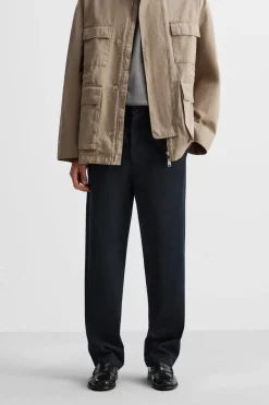 ZARA Calças^CALÇAS CHINOS COM PREGAS Azul-marinho-escuro