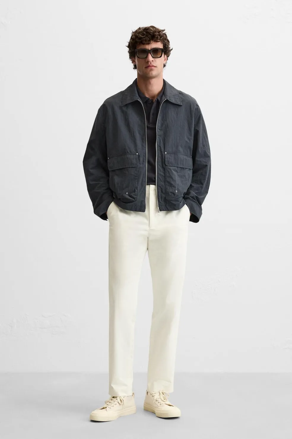 ZARA Calças^CALÇAS CHINOS DIREITAS Branco-marfim
