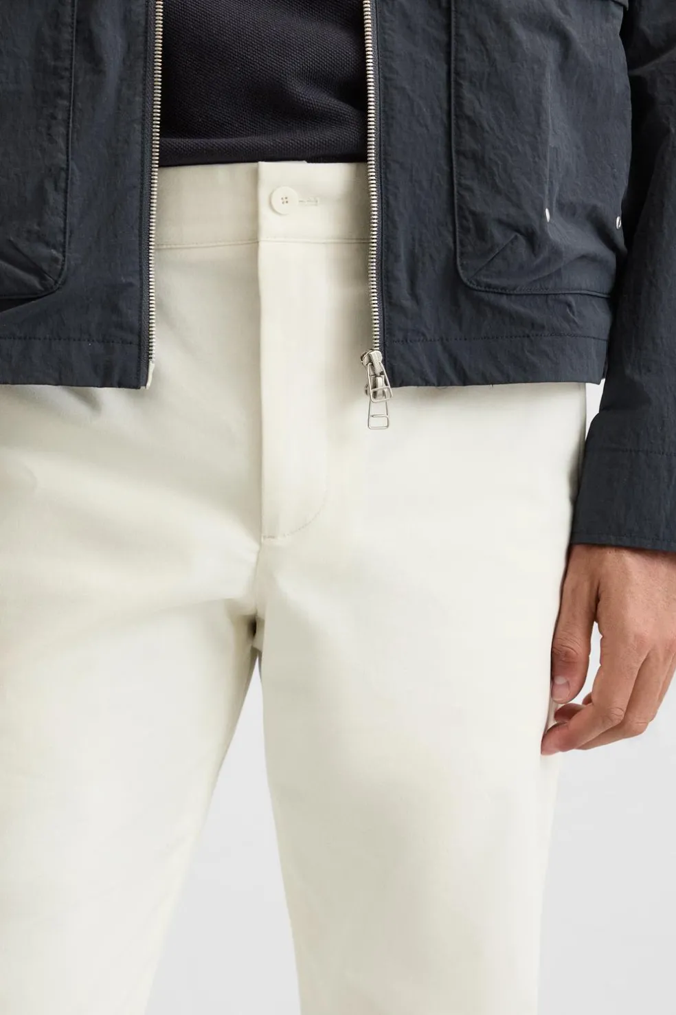 ZARA Calças^CALÇAS CHINOS DIREITAS Branco-marfim