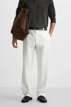 ZARA Calças^CALÇAS CHINOS DIREITAS Baunilha