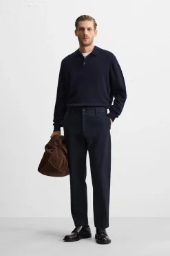 ZARA Calças^CALÇAS CHINOS SLIM FIT Azul-marinho