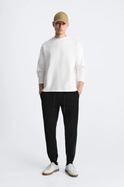 ZARA Calças^CALÇAS CINTURA JOGGER Preto