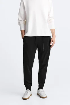 ZARA Calças^CALÇAS CINTURA JOGGER Preto
