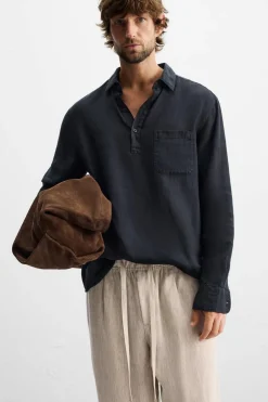 ZARA Calças^CALÇAS CINTURA JOGGER 100% LINHO Bege-claro