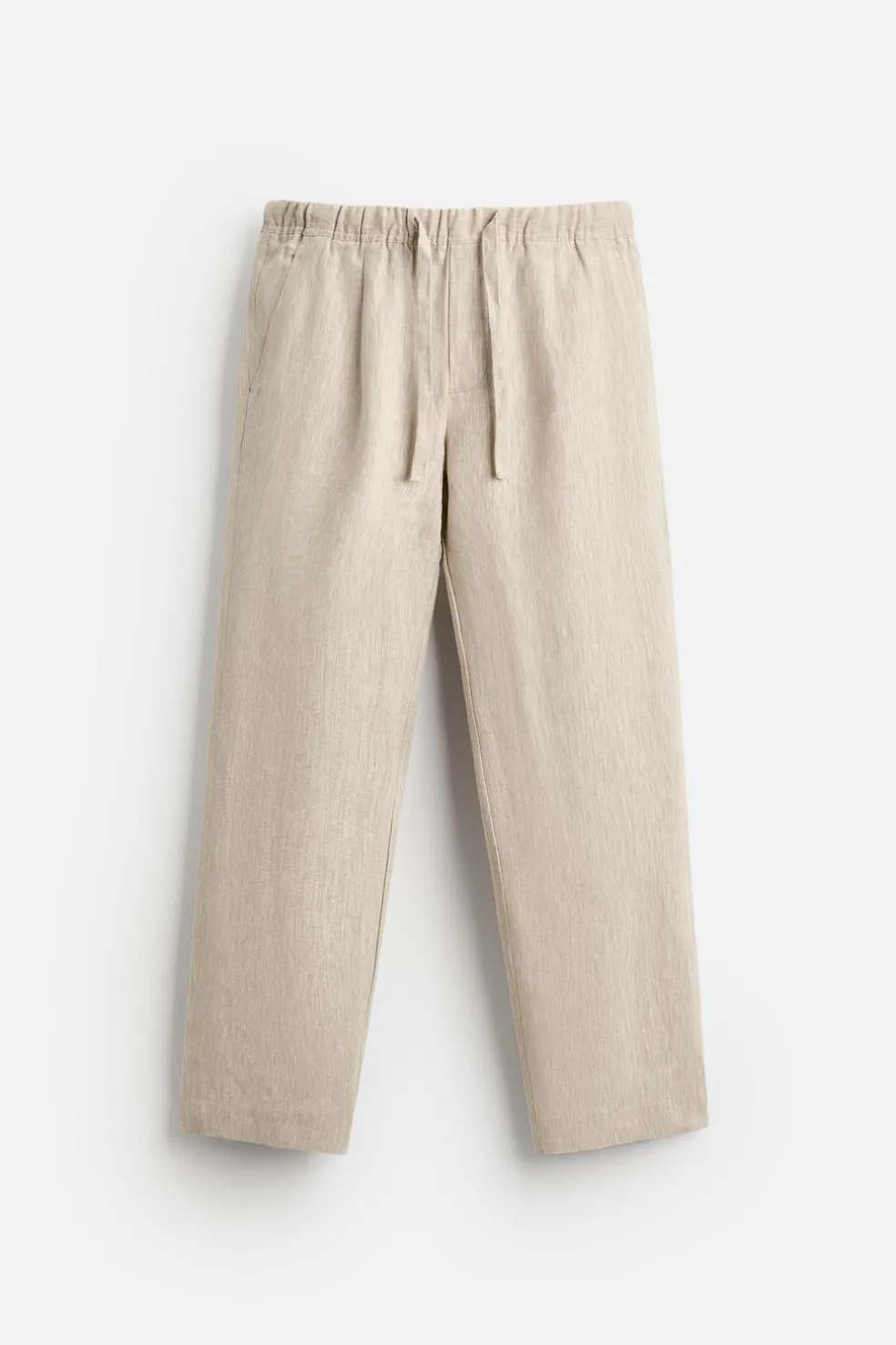 ZARA Calças^CALÇAS CINTURA JOGGER 100% LINHO Bege-claro