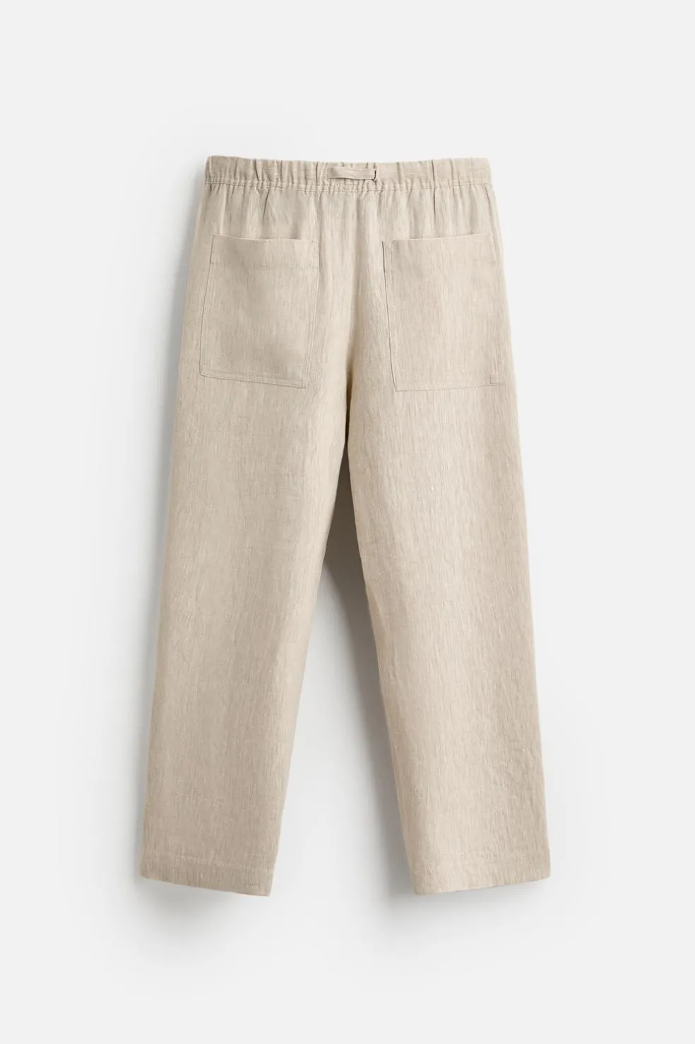 ZARA Calças^CALÇAS CINTURA JOGGER 100% LINHO Bege-claro