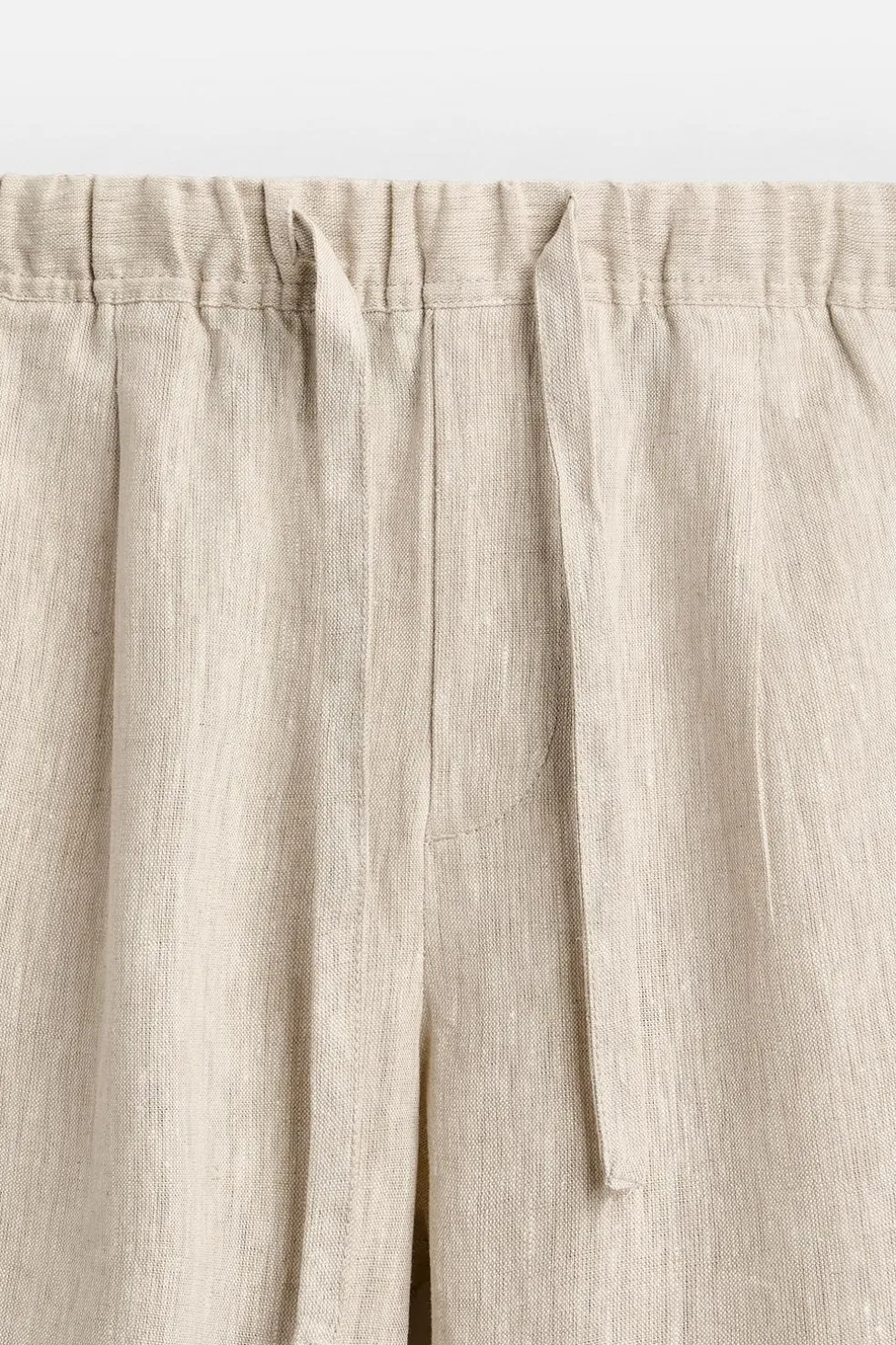 ZARA Calças^CALÇAS CINTURA JOGGER 100% LINHO Bege-claro