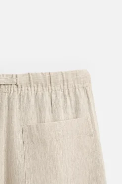 ZARA Calças^CALÇAS CINTURA JOGGER 100% LINHO Bege-claro