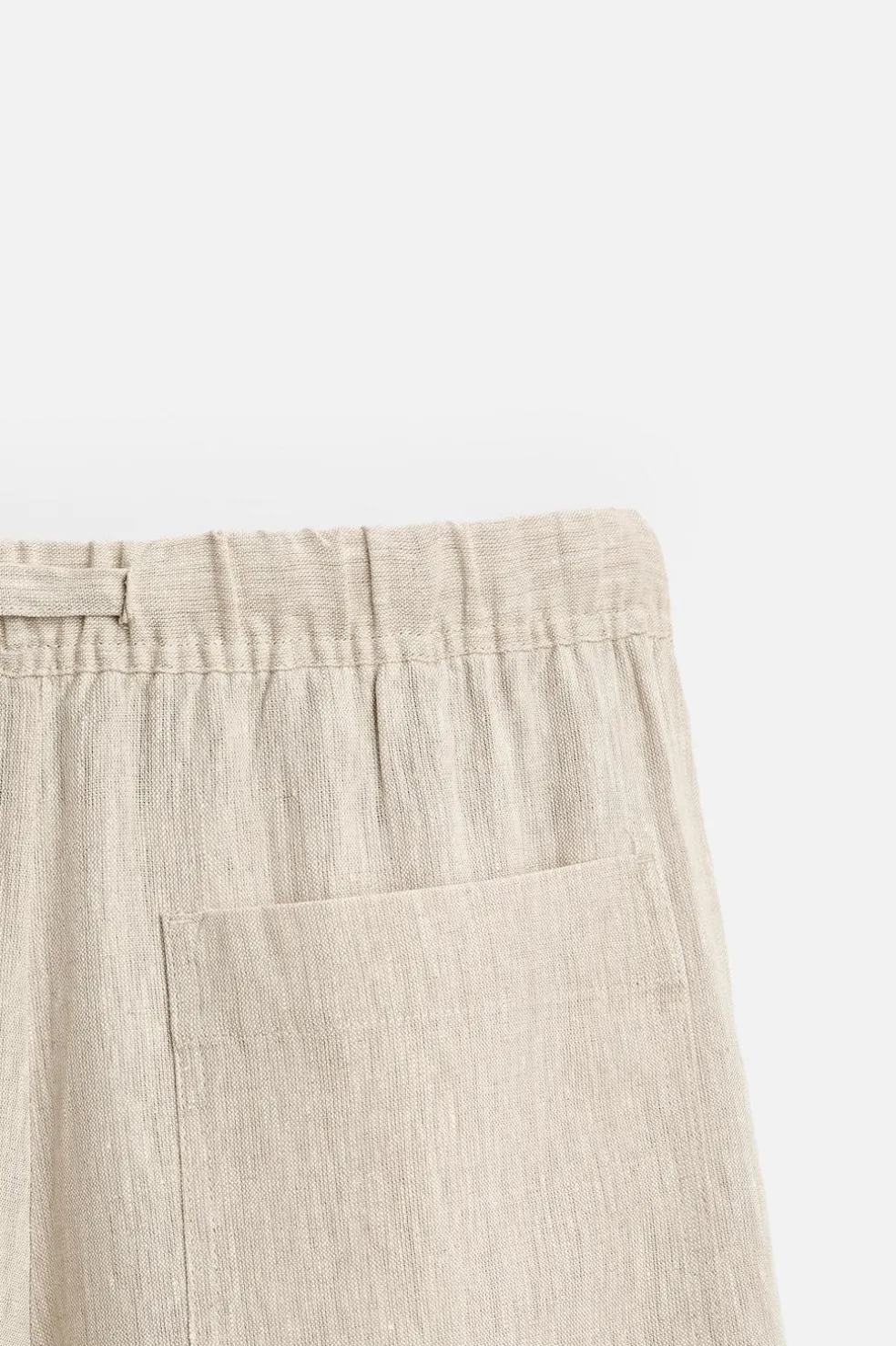 ZARA Calças^CALÇAS CINTURA JOGGER 100% LINHO Bege-claro