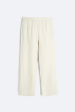ZARA Calças^CALÇAS CINTURA JOGGER 100% LINHO Areia