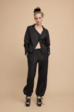 ZARA Calças|Lingerie^CALÇAS COM BAINHAS COM LAÇADAS Preto
