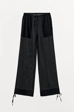 ZARA Calças|Lingerie^CALÇAS COM BAINHAS COM LAÇADAS Preto