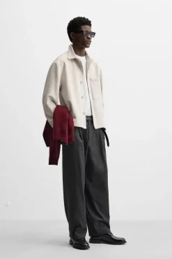 ZARA Vestuário De Inverno|Calças^CALÇAS COM CINTO EM FLANELA Castanho