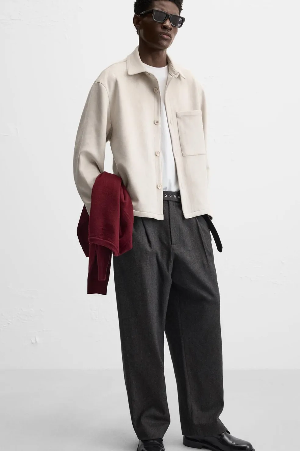ZARA Vestuário De Inverno|Calças^CALÇAS COM CINTO EM FLANELA Castanho