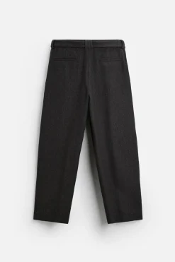 ZARA Vestuário De Inverno|Calças^CALÇAS COM CINTO EM FLANELA Castanho