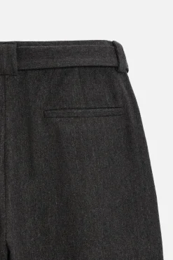 ZARA Vestuário De Inverno|Calças^CALÇAS COM CINTO EM FLANELA Castanho