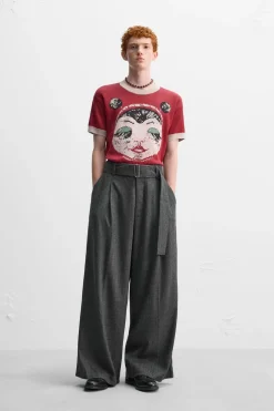 ZARA Calças^CALÇAS COM CINTO X HARRY LAMBERT Cinzento