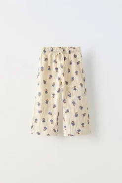 CALÇAS COM ESTAMPADO FLORAL E TEXTURA-ZARA New