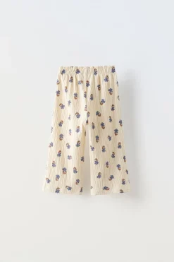 CALÇAS COM ESTAMPADO FLORAL E TEXTURA-ZARA New