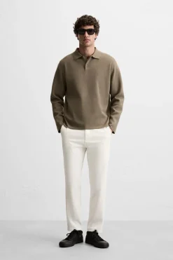 ZARA Calças^CALÇAS COM ESTRUTURA CONFORT Branco-marfim