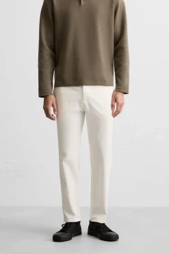 ZARA Calças^CALÇAS COM ESTRUTURA CONFORT Branco-marfim
