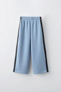 CALÇAS COM FAIXA EM CONTRASTE-ZARA Best Sale