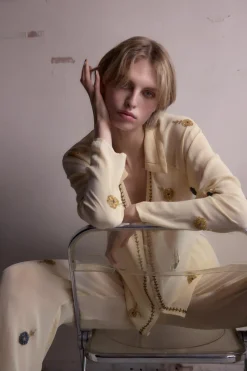 ZARA Calças|Lingerie^CALÇAS COM MISSANGAS Amarelo-médio
