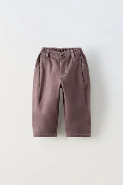 CALÇAS COM PINÇAS E PESPONTOS-ZARA New