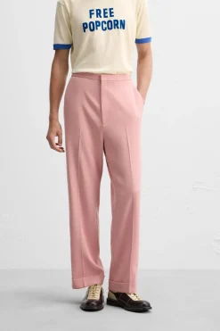 ZARA Calças^CALÇAS COM PRESILHA X HARRY LAMBERT Rosa
