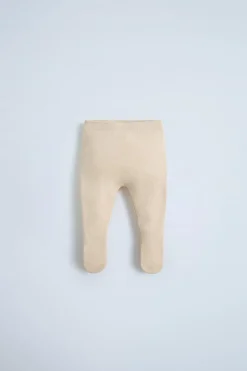 CALÇAS COM PÉS DE MALHA EM ALGODÃO E SEDA-ZARA New