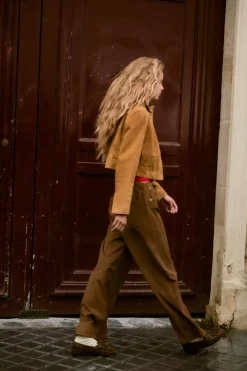 ZARA Winter Layersnew|Calças^CALÇAS DE BOMBAZINA COM CORDÕES Castanho