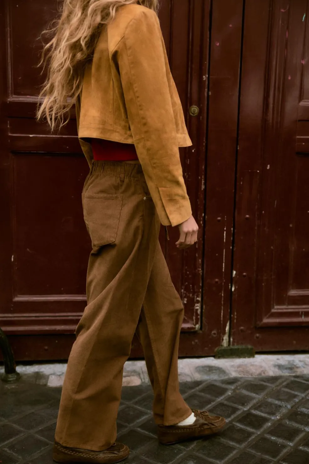 ZARA Winter Layersnew|Calças^CALÇAS DE BOMBAZINA COM CORDÕES Castanho