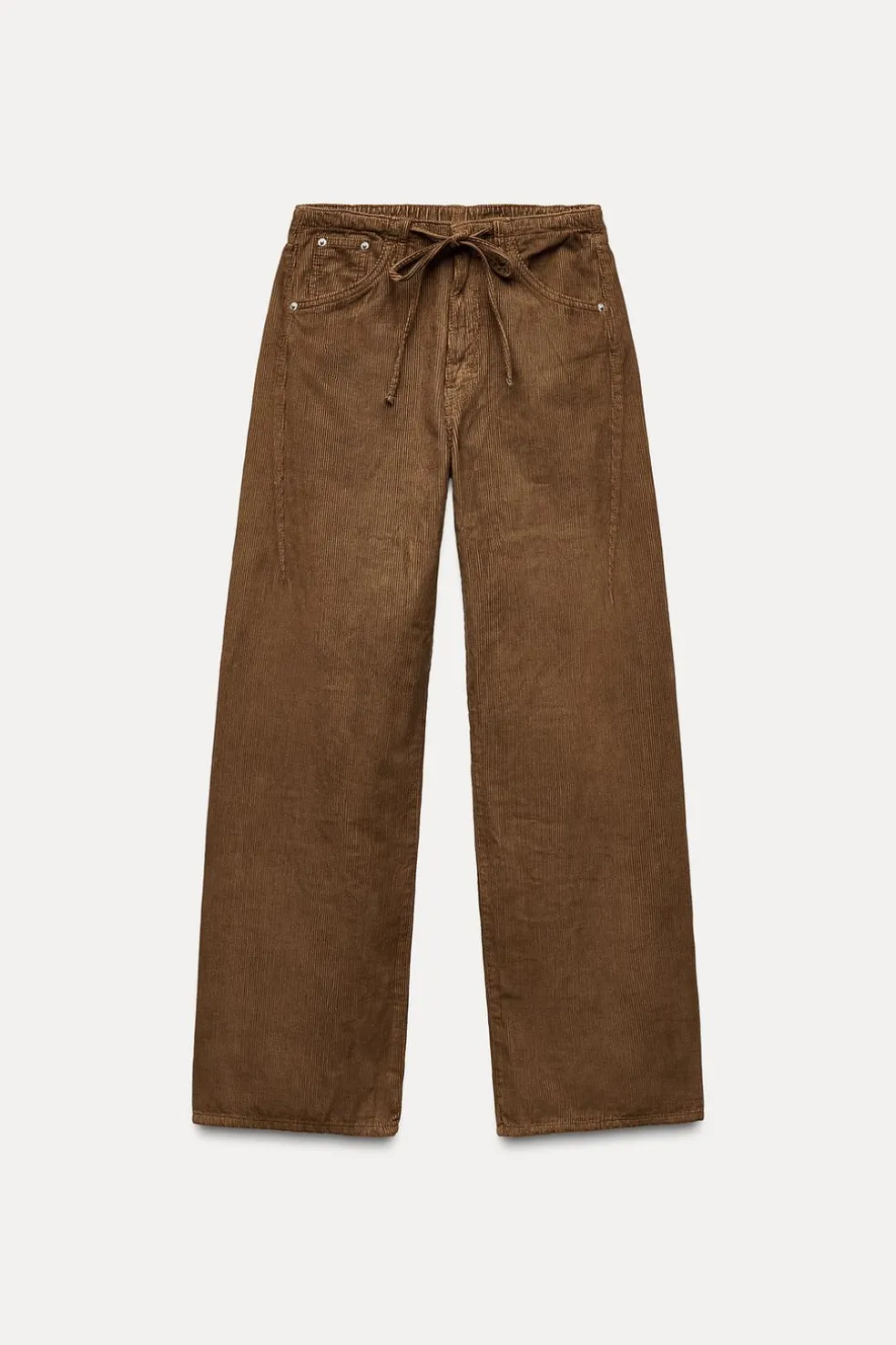 ZARA Winter Layersnew|Calças^CALÇAS DE BOMBAZINA COM CORDÕES Castanho