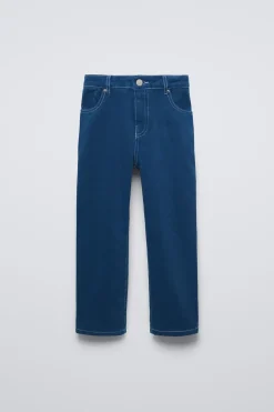 CALÇAS DE CORTE RETO COM PESPONTOS-ZARA Best