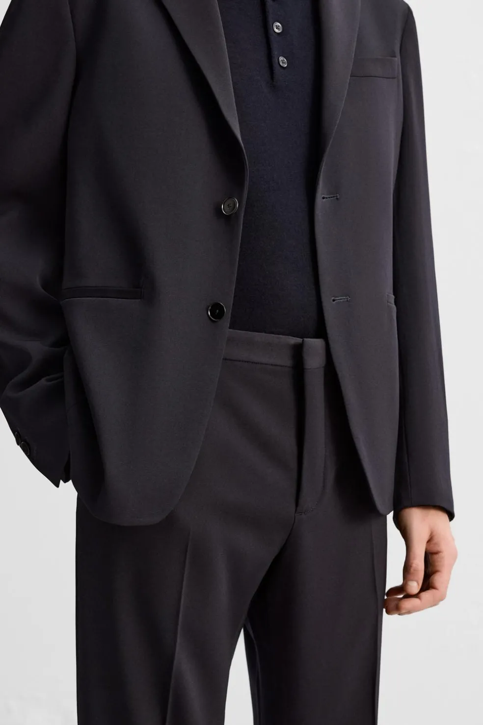 ZARA Vestuário De Inverno|Calças^CALÇAS DE FATO 100 % LÃ Azul-marinho