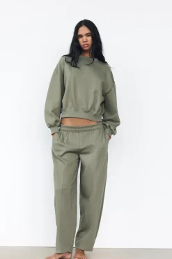 ZARA Winter Layersnew|Calças^CALÇAS DE FELPA CARROT Caqui
