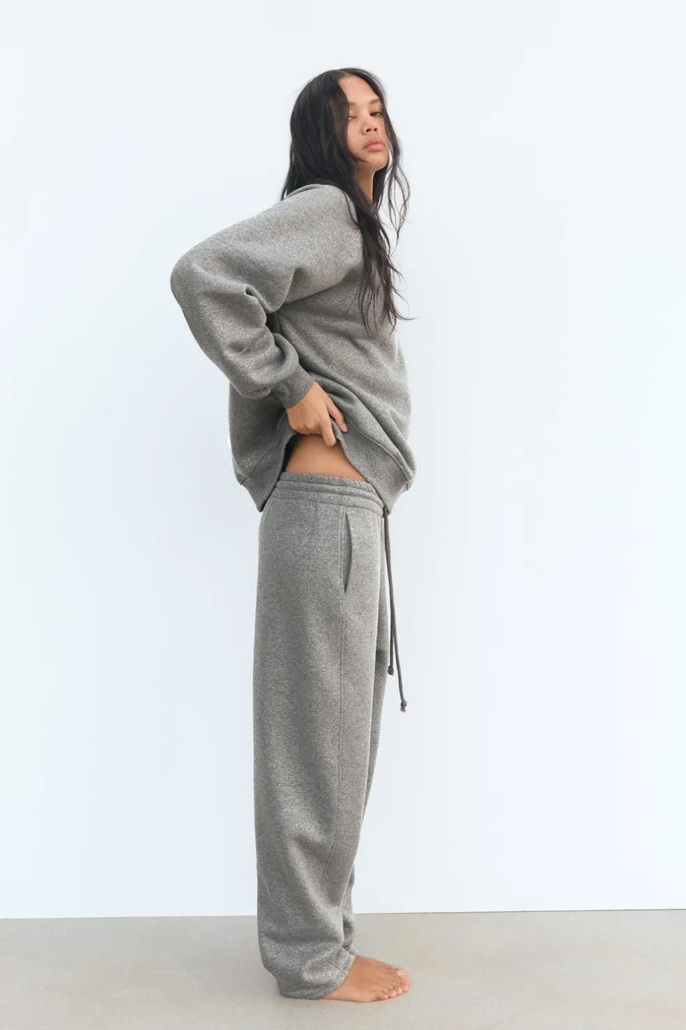 ZARA Calças|Sweatshirts / Joggers^CALÇAS DE FELPA COM BRILHO Cinzento