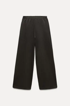 ZARA Winter Layersnew|Calças^CALÇAS DE FELPA COM ETIQUETA Castanho-escuro