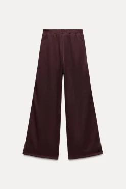 ZARA Winter Layersnew|Calças^CALÇAS DE FELPA COM FAIXA LATERAL EM RENDA Borgonha