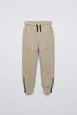 CALÇAS DE FELPA COM FECHOS DE CORRER-ZARA Clearance