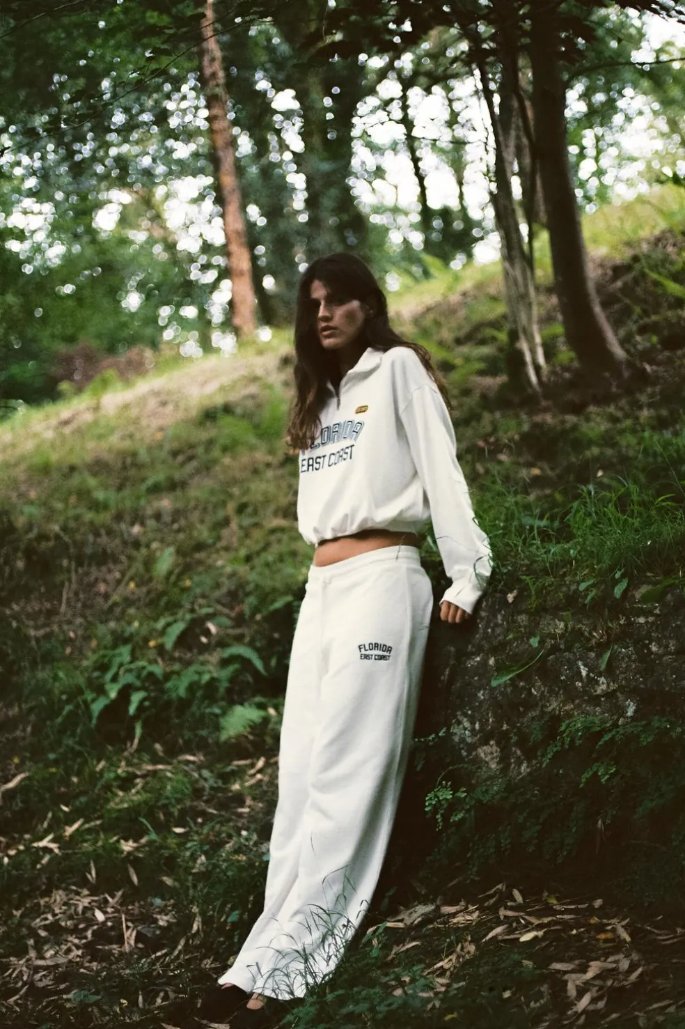 ZARA Calças|Sweatshirts / Joggers^CALÇAS DE FELPA DIREITAS VARSITY Branco-marfim