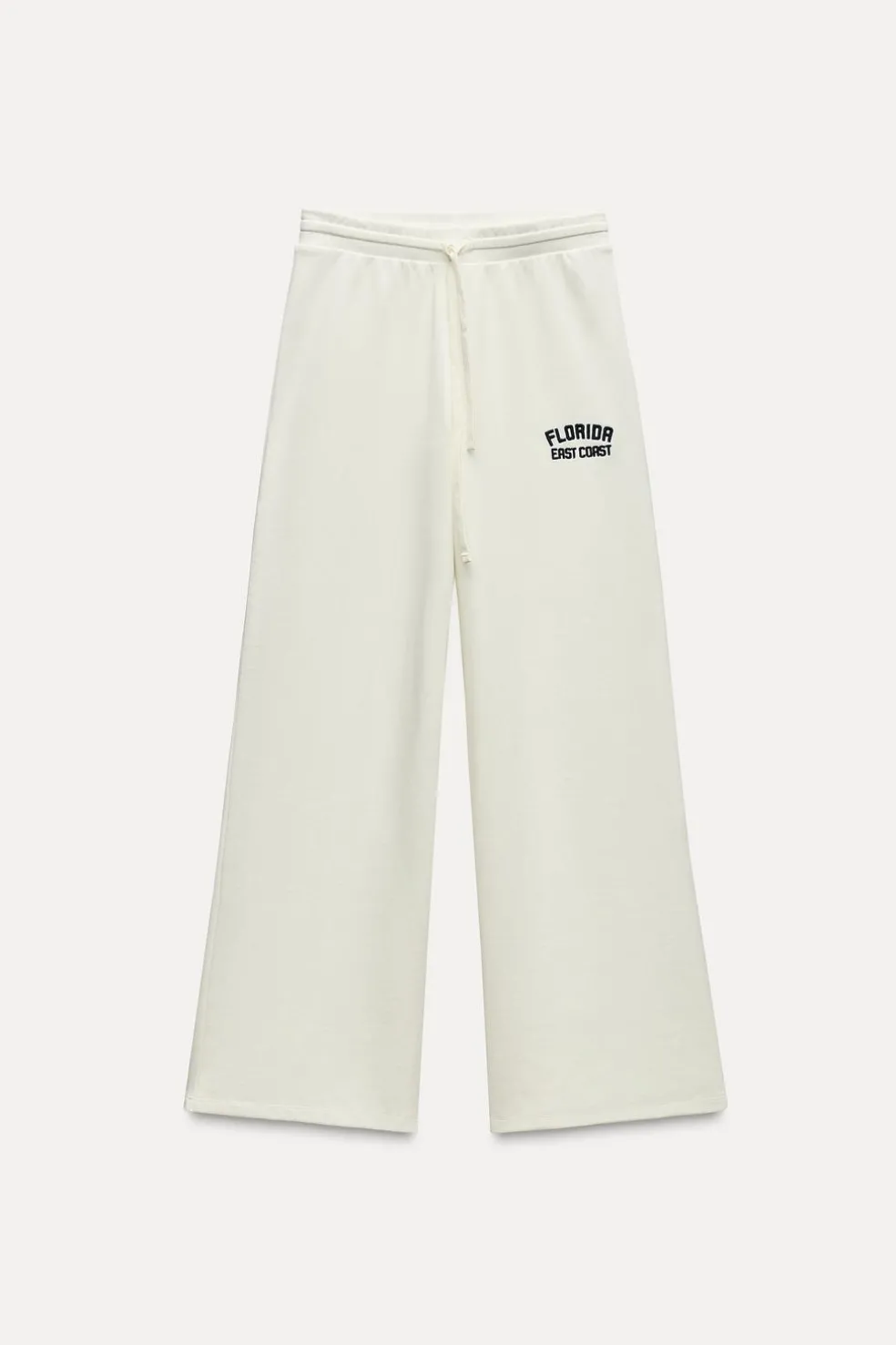 ZARA Calças|Sweatshirts / Joggers^CALÇAS DE FELPA DIREITAS VARSITY Branco-marfim