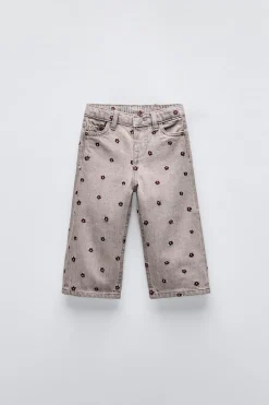 CALÇAS DE GANGA BORDADOS-ZARA Outlet