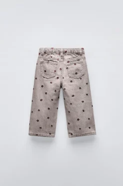CALÇAS DE GANGA BORDADOS-ZARA Outlet
