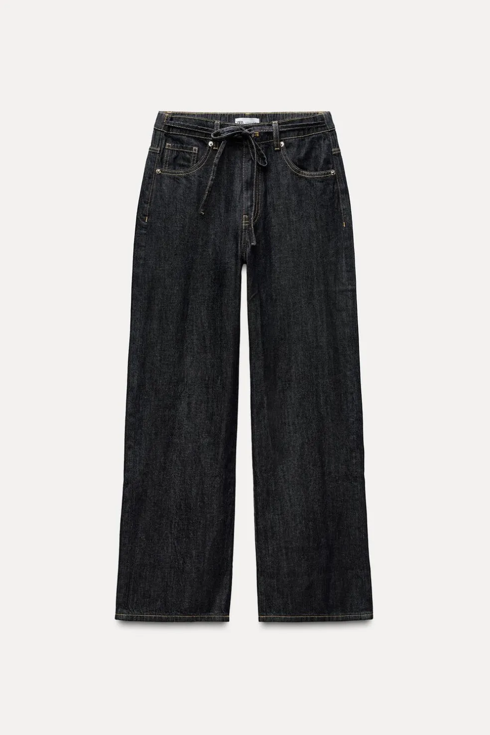 ZARA Jeans^CALÇAS DE GANGA TRF COM CORDÕES Azul-marinho